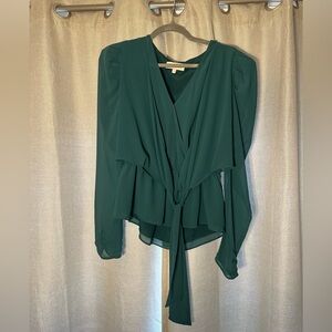 Leyden Deep Green Women's Long Sleeve Blouse